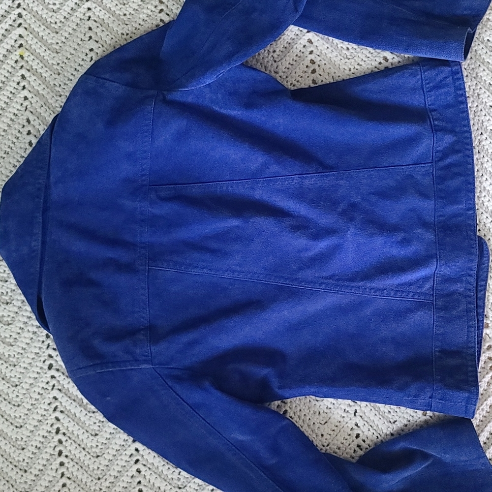 Cobalt Blue genuine suede leather Chico's jacket small - Picture 6 of 7